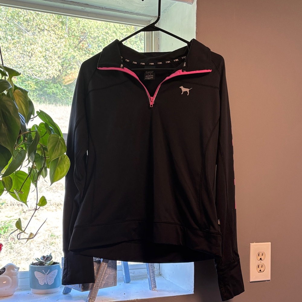 Victoria's Secret Black Pullover with Pink Trim